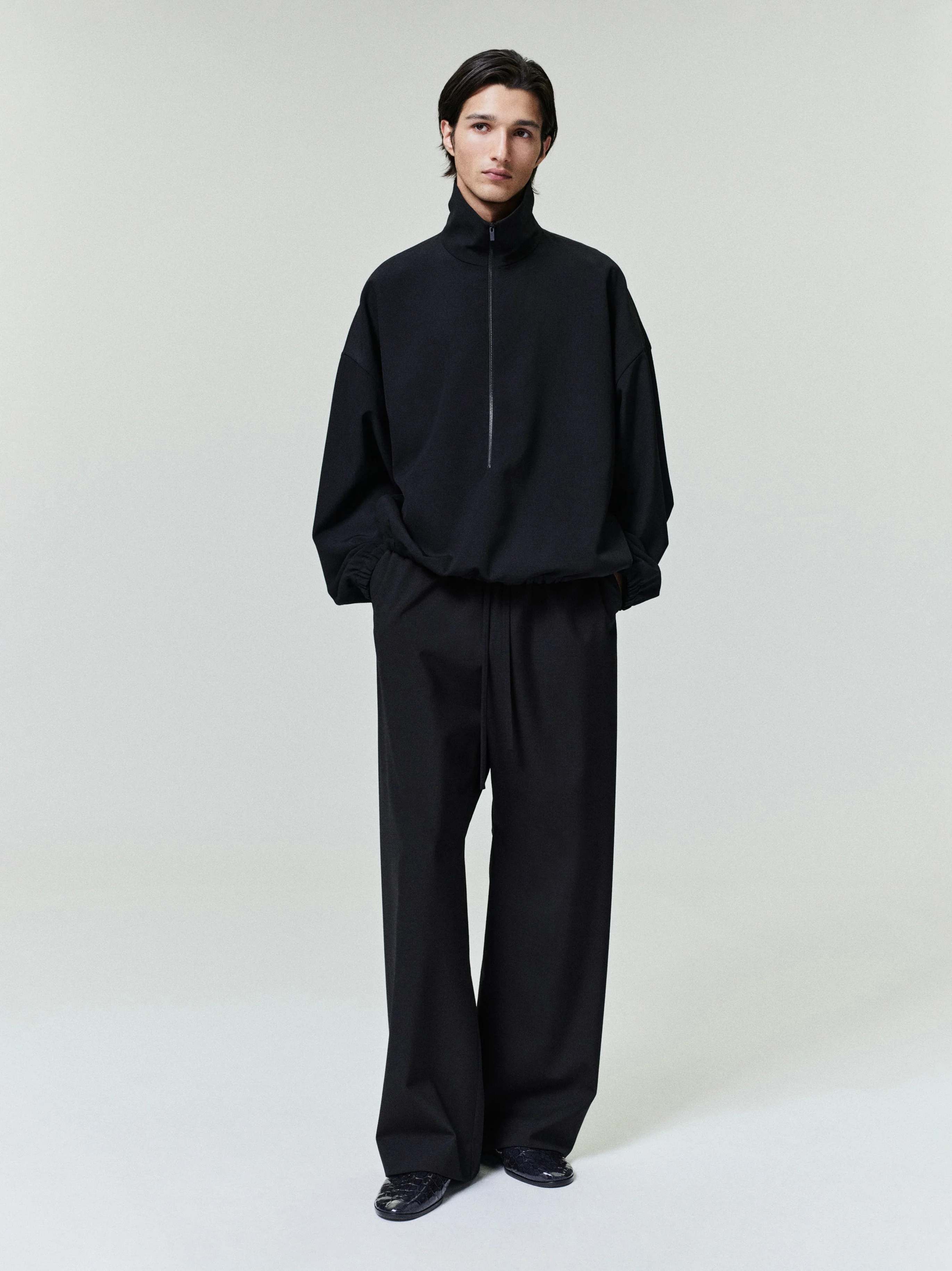 Wool Ripstop Half Zip Track Jacket